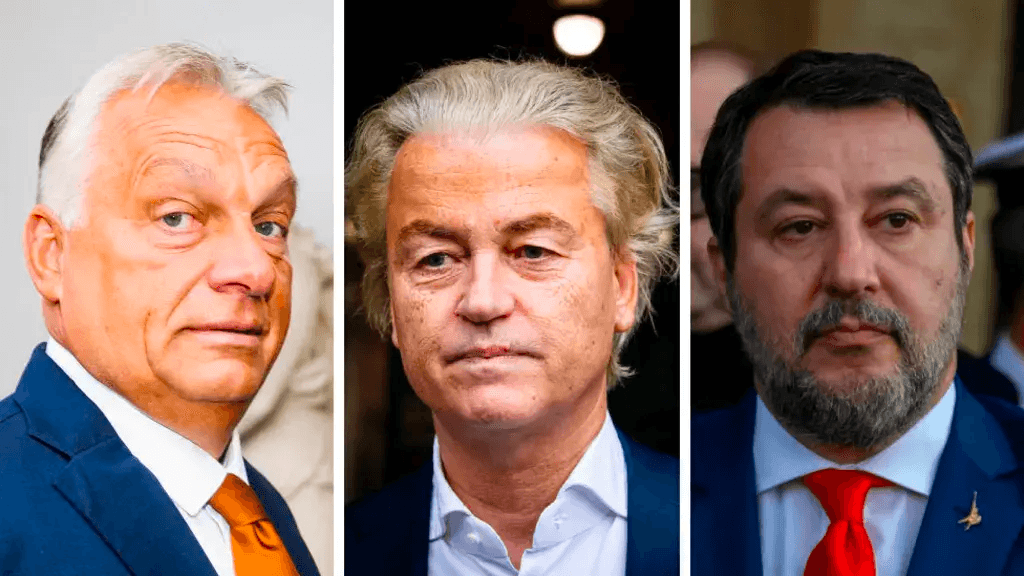 European politicians Viktor Orban (l), Geert Wilders (c) and Matteo Salvini (r) are among those who reacted to a court ruling banning France's Marine Le Pen from running for public office